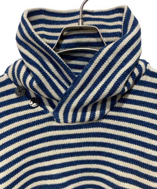 RRL（ダブルアールエル）RRL (ダブルアールエル) ショールカラーニット ブルー×ベージュ サイズ:ＸＳの古着・服飾アイテム