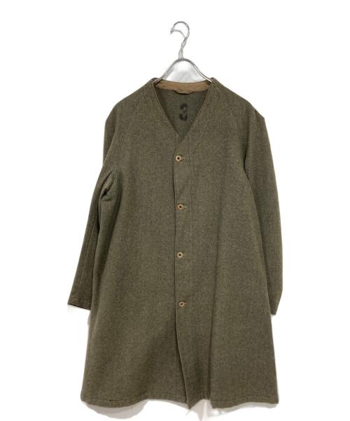 スウェーデン軍（スウェーデン軍）スウェーデン軍 (スウェーデン軍) 40s ウールノーカラーコート オリーブ サイズ:3の古着・服飾アイテム