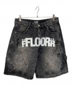 FLOOR 914ー）の古着「ダブルニーデニムショーツ」｜ブラック
