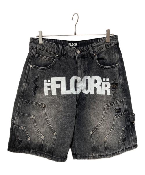 FLOOR 914（ー）FLOOR 914 (ー) ダブルニーデニムショーツ ブラック サイズ:W28の古着・服飾アイテム