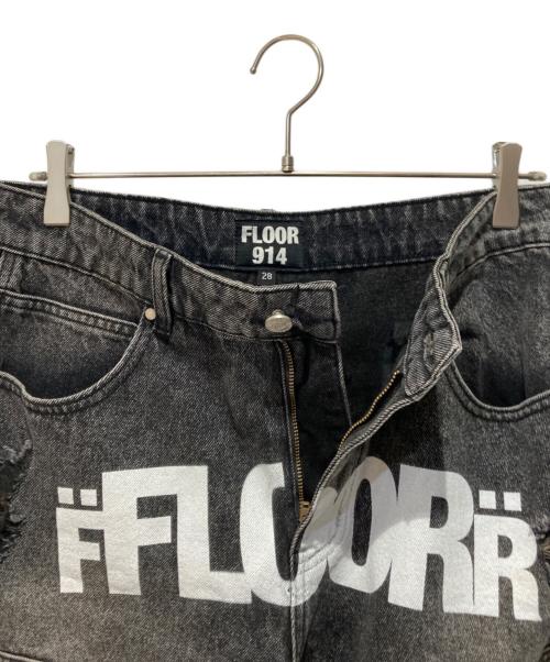 FLOOR 914（ー）FLOOR 914 (ー) ダブルニーデニムショーツ ブラック サイズ:W28の古着・服飾アイテム