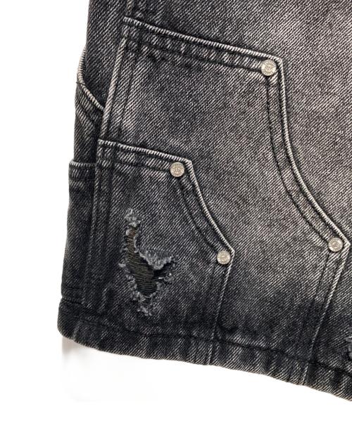 FLOOR 914（ー）FLOOR 914 (ー) ダブルニーデニムショーツ ブラック サイズ:W28の古着・服飾アイテム