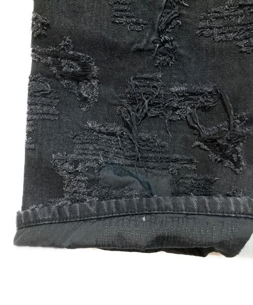 EMO STANCE CLUB（エモスタンスクラブ）EMO STANCE CLUB (エモスタンスクラブ) Boro Destroyed Flared Jeans ブラック サイズ:１の古着・服飾アイテム