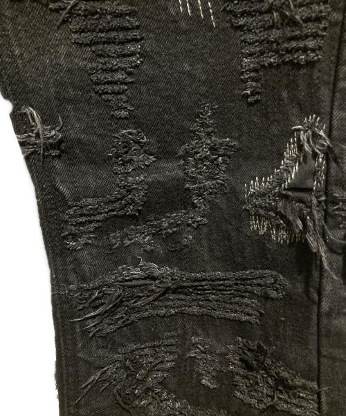 EMO STANCE CLUB（エモスタンスクラブ）EMO STANCE CLUB (エモスタンスクラブ) Boro Destroyed Flared Jeans ブラック サイズ:１の古着・服飾アイテム