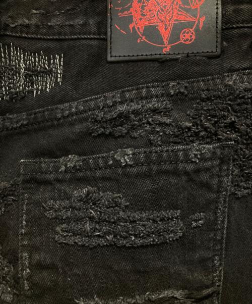 EMO STANCE CLUB（エモスタンスクラブ）EMO STANCE CLUB (エモスタンスクラブ) Boro Destroyed Flared Jeans ブラック サイズ:１の古着・服飾アイテム