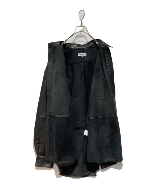 CAHLUMN（カウラム）CAHLUMN (カウラム) レザーシャツジャケット ブラック サイズ:XXLの古着・服飾アイテム
