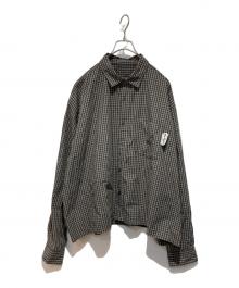 BEAMS×SSZ（ビームス×エスエスズィー）の古着「CUT CHECK SHIRT」｜ブラック