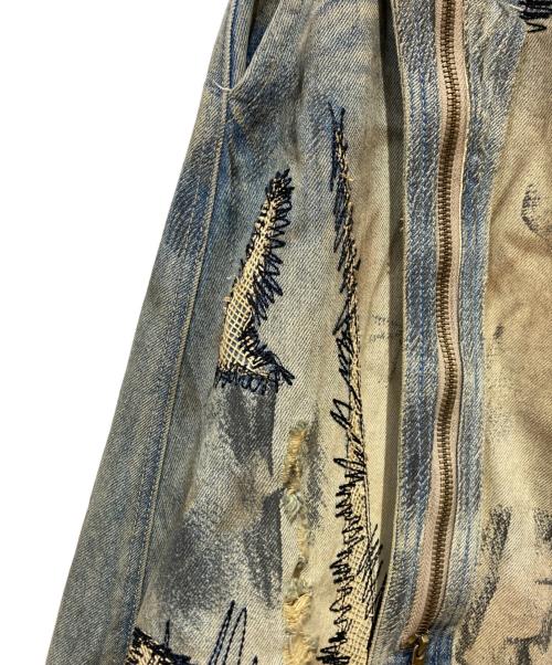 PERSONSOUL（パーソンソウル）PERSONSOUL (パーソンソウル) STAIN EMBROIDERY CURVED JEANS ブルー サイズ:XXLの古着・服飾アイテム