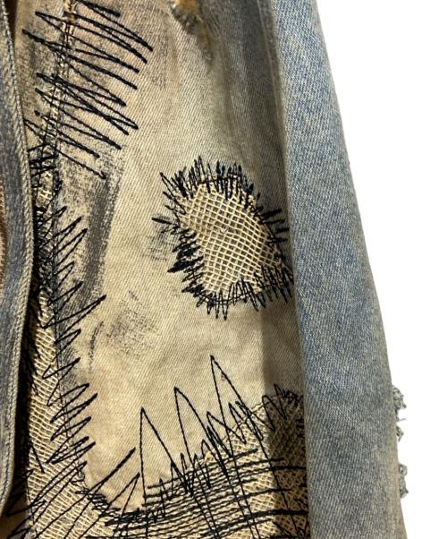 PERSONSOUL（パーソンソウル）PERSONSOUL (パーソンソウル) STAIN EMBROIDERY CURVED JEANS ブルー サイズ:XXLの古着・服飾アイテム