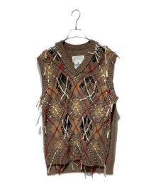 MM6 Maison Margiela（エムエムシックスメゾンマルジェラ）の古着「WOOL CUT OUT VEST」｜ブラウン