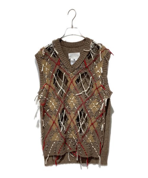 MM6 Maison Margiela（エムエムシックスメゾンマルジェラ）MM6 Maison Margiela (エムエムシックスメゾンマルジェラ) WOOL CUT OUT VEST ブラウン サイズ:Sの古着・服飾アイテム