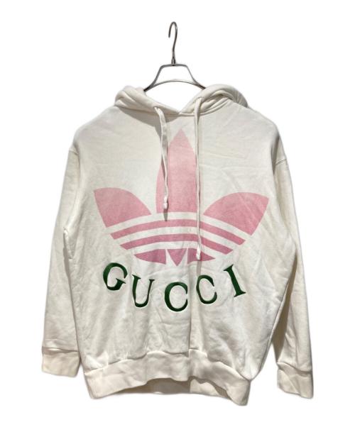 GUCCI（グッチ）GUCCI (グッチ) adidas (アディダス) jersey hooded sweatshirt ホワイト サイズ:xsの古着・服飾アイテム