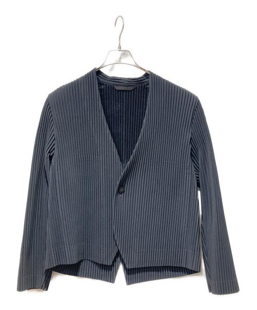 ISSEY MIYAKE HOMME PLISSE（イッセイミヤケ オムプリッセ）ISSEY MIYAKE HOMME PLISSE (イッセイミヤケ オムプリッセ) プリーツノーカラージャケット グレー サイズ:1の古着・服飾アイテム
