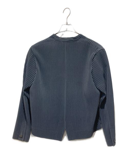 ISSEY MIYAKE HOMME PLISSE（イッセイミヤケ オムプリッセ）ISSEY MIYAKE HOMME PLISSE (イッセイミヤケ オムプリッセ) プリーツノーカラージャケット グレー サイズ:1の古着・服飾アイテム