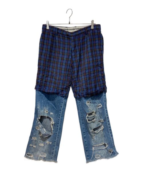DOLCE & GABBANA（ドルチェ＆ガッバーナ）DOLCE & GABBANA (ドルチェ＆ガッバーナ) ショーツレイヤードデニム ブルー×イエロー サイズ:40の古着・服飾アイテム