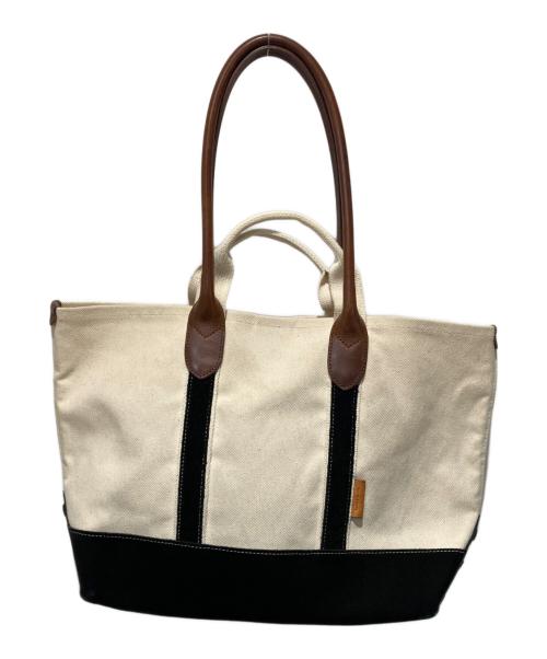 HENDER SCHEME（エンダースキーマ）Hender Scheme (エンダースキーマ) Campus Suede Handle Tote M アイボリー×ブラックの古着・服飾アイテム