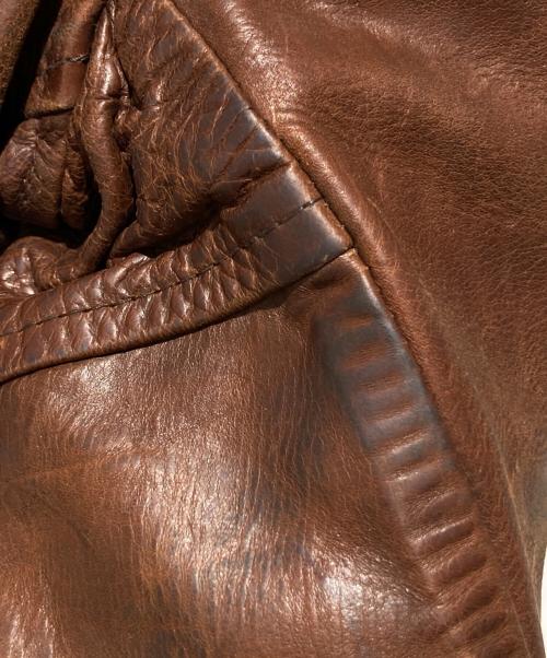 Aero LEATHER（エアロレザー）Aero LEATHER (エアロレザー) ハーフベルテッドジャケット ブラウン サイズ:42の古着・服飾アイテム