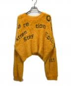 MAISON SPECIALメゾンスペシャル）の古着「Shaggy Logo Knit Tops」｜オレンジ