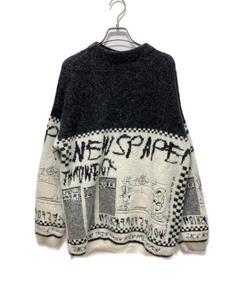Ameri（アメリ）Ameri (アメリ) NEWS PAPER JACQUARED KNIT ブラック サイズ:FREEの古着・服飾アイテム