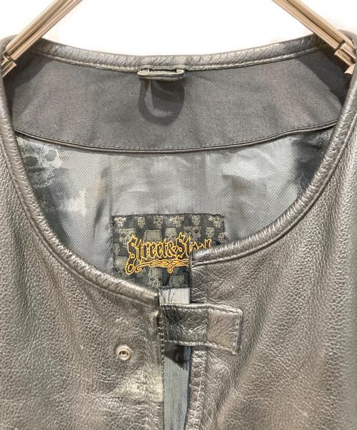 street&STEEL（ストリート・アンド・スチール）street&STEEL (ストリート・アンド・スチール) レザーベスト ブラック サイズ:ＸＬの古着・服飾アイテム