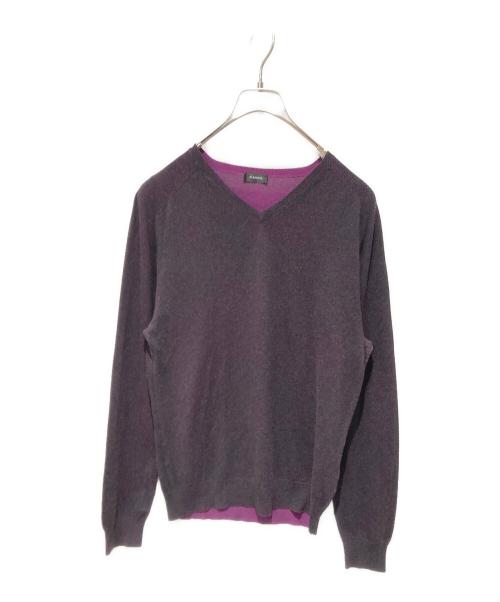 JIL SANDER（ジルサンダー）JIL SANDER (ジルサンダー) シルク混カシミヤVネックニット パープル サイズ:44の古着・服飾アイテム