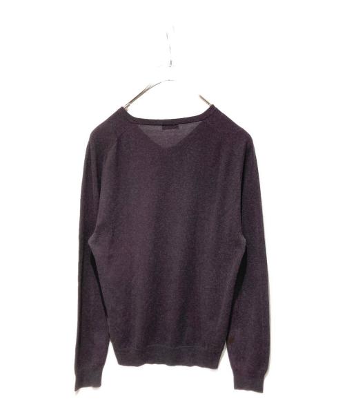 JIL SANDER（ジルサンダー）JIL SANDER (ジルサンダー) シルク混カシミヤVネックニット パープル サイズ:44の古着・服飾アイテム