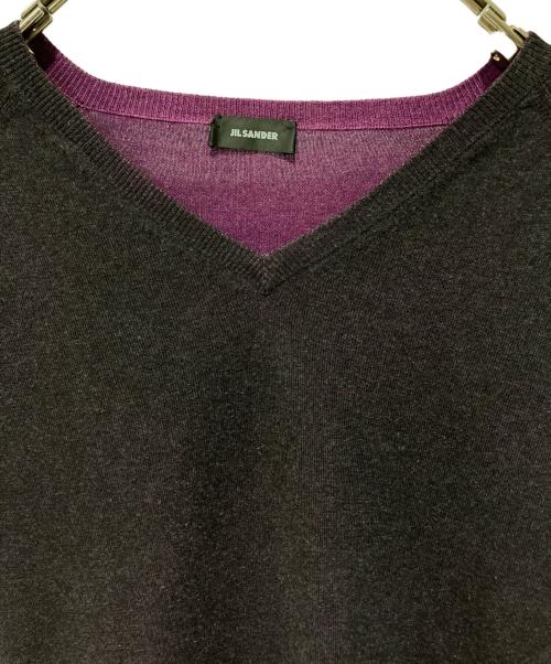 JIL SANDER（ジルサンダー）JIL SANDER (ジルサンダー) シルク混カシミヤVネックニット パープル サイズ:44の古着・服飾アイテム