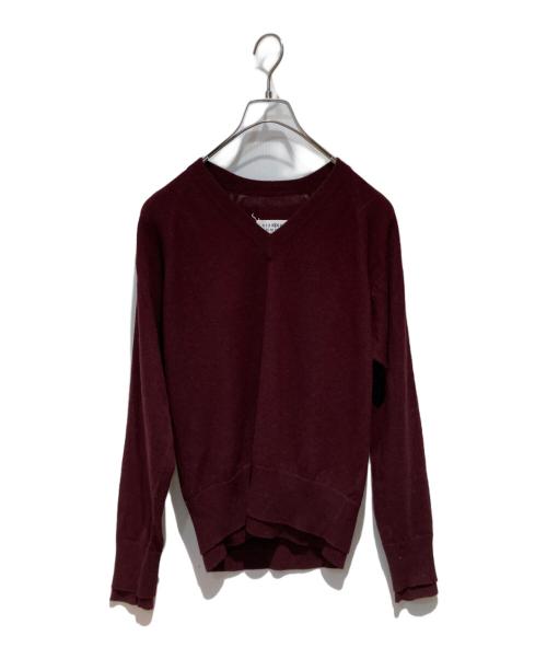 Maison Margiela（メゾンマルジェラ）Maison Margiela (メゾンマルジェラ) Vネックニット ワインレッド サイズ:Sの古着・服飾アイテム