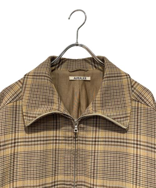AURALEE（オーラリー）AURALEE (オーラリー) WOOL SERGE CHECK ZIP-UP BLOUSON ブラウン サイズ:5の古着・服飾アイテム