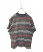 stussyステューシー）の古着「渦巻き 総柄 ジャガード Tシャツ」｜ブラック