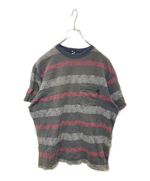 stussy（ステューシー）stussy (ステューシー) 渦巻き 総柄 ジャガード Tシャツ ブラック サイズ:Ｌの古着・服飾アイテム