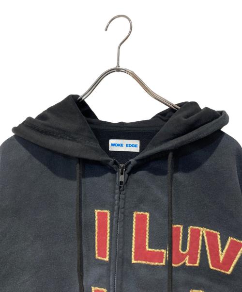 WOKE EDGE（ウォーク エッジ）WOKE EDGE (ウォーク エッジ) I Luv I Jah Zip Hoodie ネイビー サイズ:Mの古着・服飾アイテム