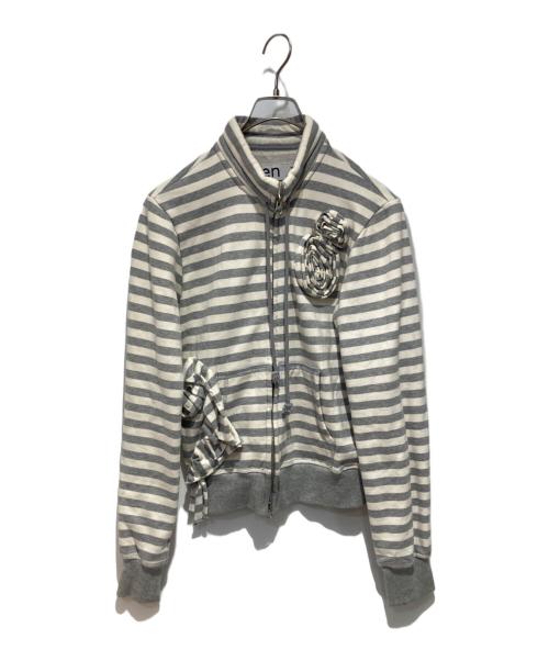 OPEN YY（オープンワイワイ）OPEN YY (オープンワイワイ) アップリケ ジップアップ スウェットシャツ グレー サイズ:Sの古着・服飾アイテム