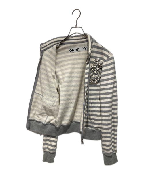 OPEN YY（オープンワイワイ）OPEN YY (オープンワイワイ) アップリケ ジップアップ スウェットシャツ グレー サイズ:Sの古着・服飾アイテム