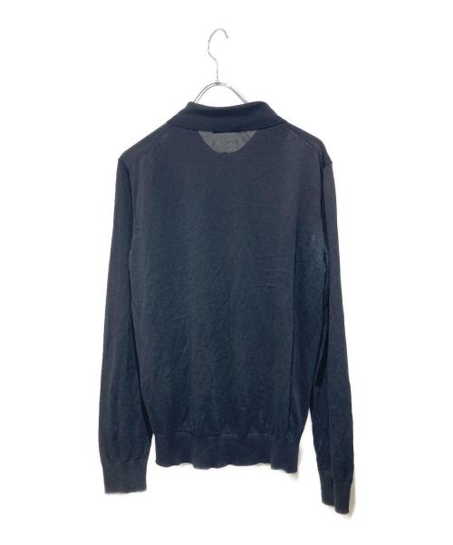 PRADA（プラダ）PRADA (プラダ) シルク混ニットポロシャツ ブラック サイズ:48の古着・服飾アイテム
