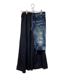 JUNYA WATANABE COMME des GARCONS（(ジュンヤワタナベ コムデギャルソン）の古着「デニムドッキングスカート」｜ネイビー