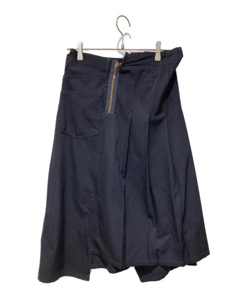 JUNYA WATANABE COMME des GARCONS（(ジュンヤワタナベ コムデギャルソン）JUNYA WATANABE COMME des GARCONS ((ジュンヤワタナベ コムデギャルソン) ウール プリーツ アシンメトリー スカート ネイビー サイズ:Sの古着・服飾アイテム