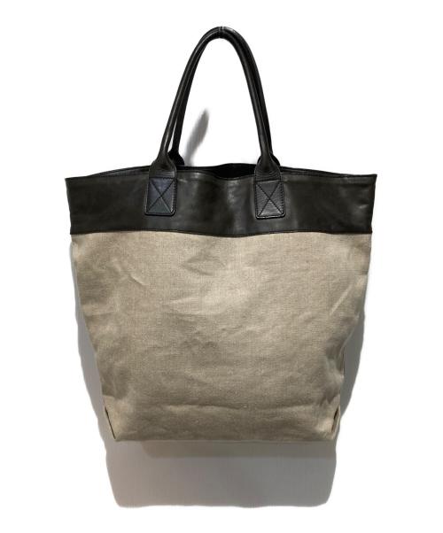 BOTTEGA VENETA（ボッテガベネタ）BOTTEGA VENETA (ボッテガベネタ) トートバッグキャンバス×レザー ブラック×ベージュの古着・服飾アイテム