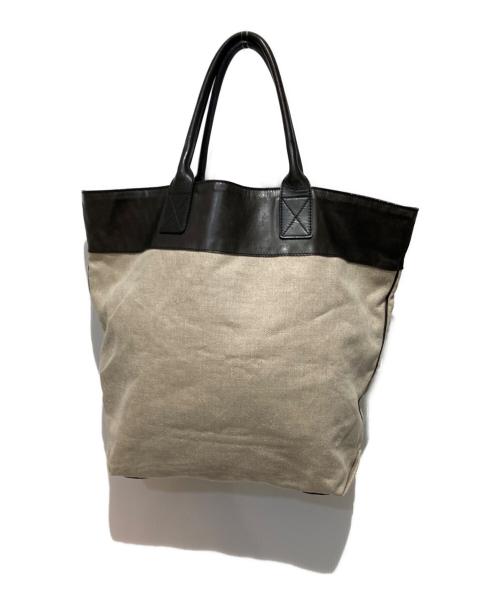 BOTTEGA VENETA（ボッテガベネタ）BOTTEGA VENETA (ボッテガベネタ) トートバッグキャンバス×レザー ブラック×ベージュの古着・服飾アイテム