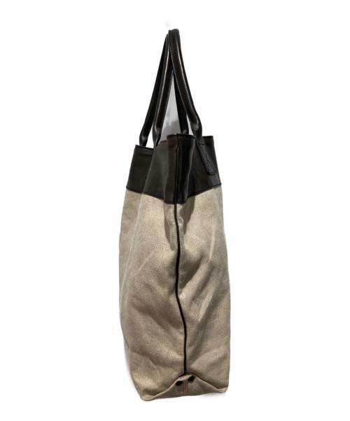 BOTTEGA VENETA（ボッテガベネタ）BOTTEGA VENETA (ボッテガベネタ) トートバッグキャンバス×レザー ブラック×ベージュの古着・服飾アイテム