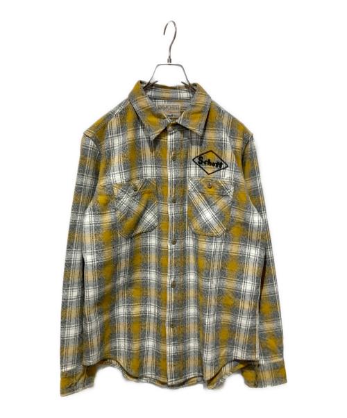 Schott（ショット）Schott (ショット) ネルシャツ グレー×イエロー サイズ:Mの古着・服飾アイテム