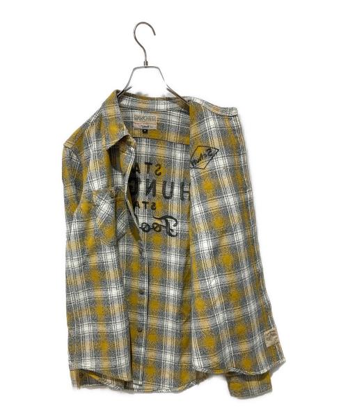 Schott（ショット）Schott (ショット) ネルシャツ グレー×イエロー サイズ:Mの古着・服飾アイテム