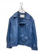 CULLNIクルニ）の古着「Fake Leather  Riders Jacket」｜スカイブルー