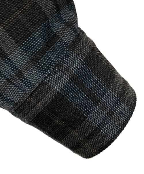 CULLNI（クルニ）CULLNI (クルニ) Wool Check Cross Weave Asymmetrical Cropped Chin Tab Shirt ブラック×グリーン サイズ:2の古着・服飾アイテム
