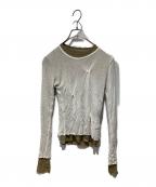 TODAYFULトゥデイフル）の古着「Tuck Layered Long T-shirts」｜グリーン×ベージュ