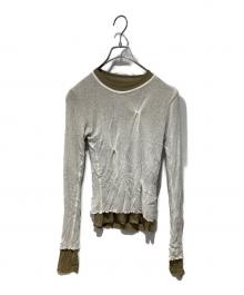 TODAYFUL（トゥデイフル）の古着「Tuck Layered Long T-shirts」｜グリーン×ベージュ
