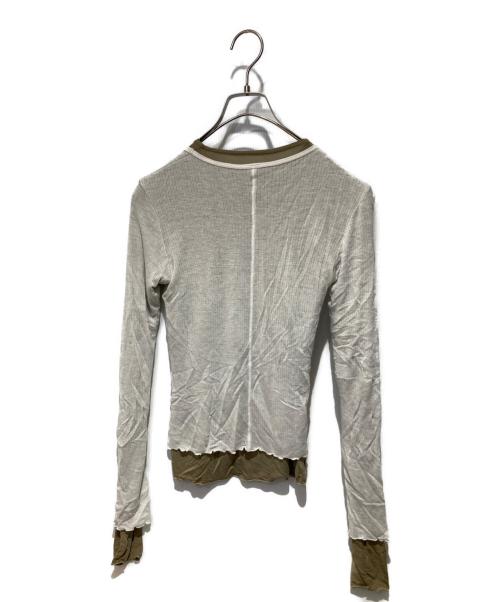 TODAYFUL（トゥデイフル）TODAYFUL (トゥデイフル) Tuck Layered Long T-shirts グリーン×ベージュ サイズ: Freeの古着・服飾アイテム