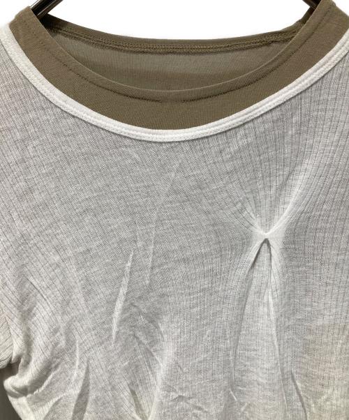 TODAYFUL（トゥデイフル）TODAYFUL (トゥデイフル) Tuck Layered Long T-shirts グリーン×ベージュ サイズ: Freeの古着・服飾アイテム