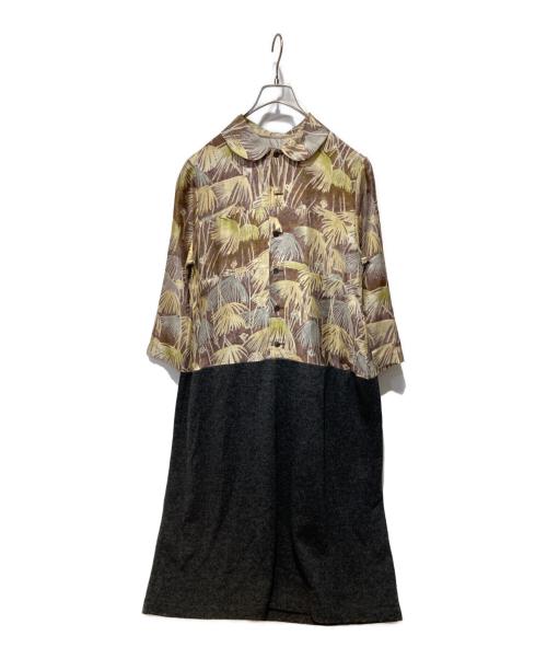 tricot COMME des GARCONS（トリココムデギャルソン）tricot COMME des GARCONS (トリココムデギャルソン) シャツドッキングワンピース ブラウン×グレー サイズ:不明の古着・服飾アイテム