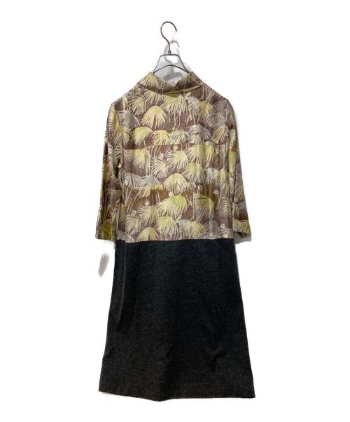 tricot COMME des GARCONS（トリココムデギャルソン）tricot COMME des GARCONS (トリココムデギャルソン) シャツドッキングワンピース ブラウン×グレー サイズ:不明の古着・服飾アイテム
